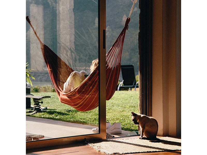 Amaca da giardino Doppia Arancione Fuxia in Poliestere con Custodia 200 kg