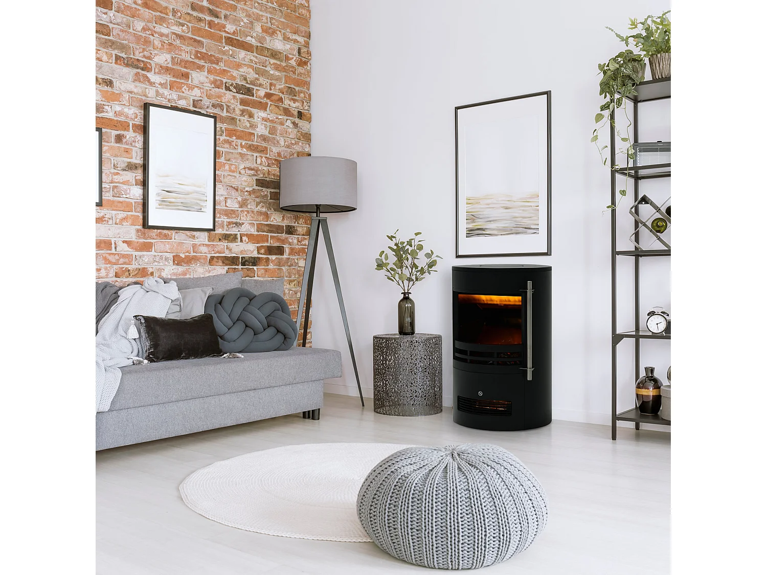 Chimenea eléctrica LED Efecto Llama 3D Ajustable 1000W 2000W Negro