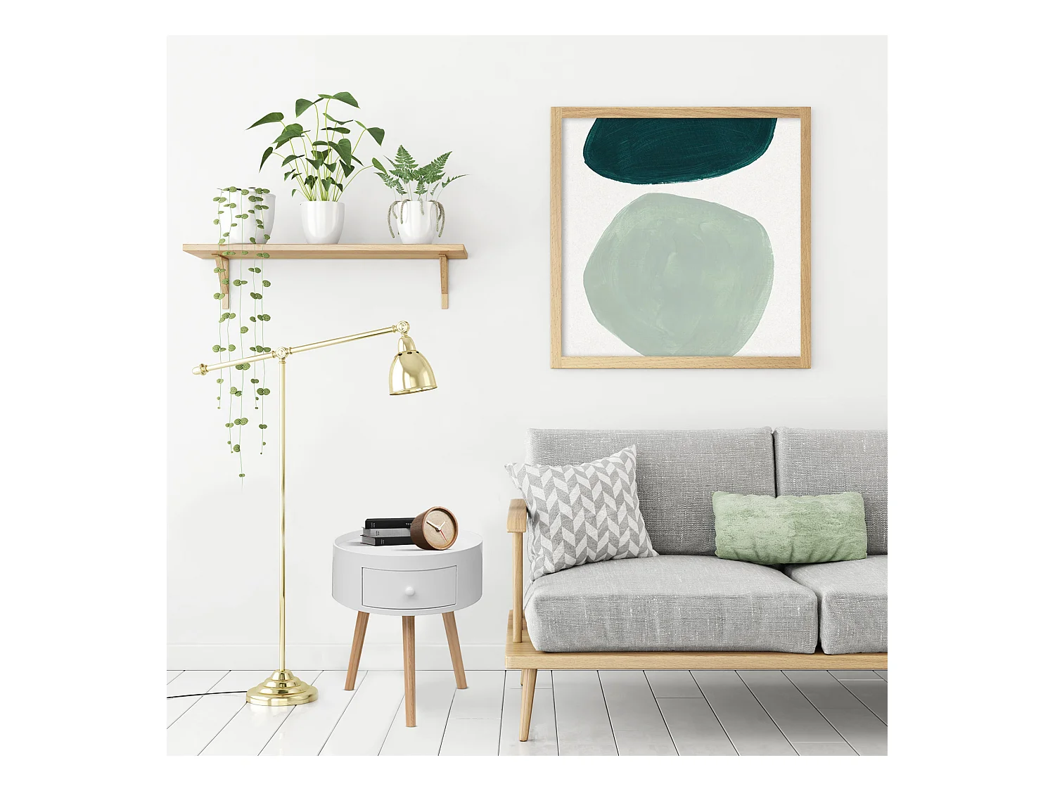 Table de chevet 1 Tiroir ronde en Bois blanc pour chambre à coucher