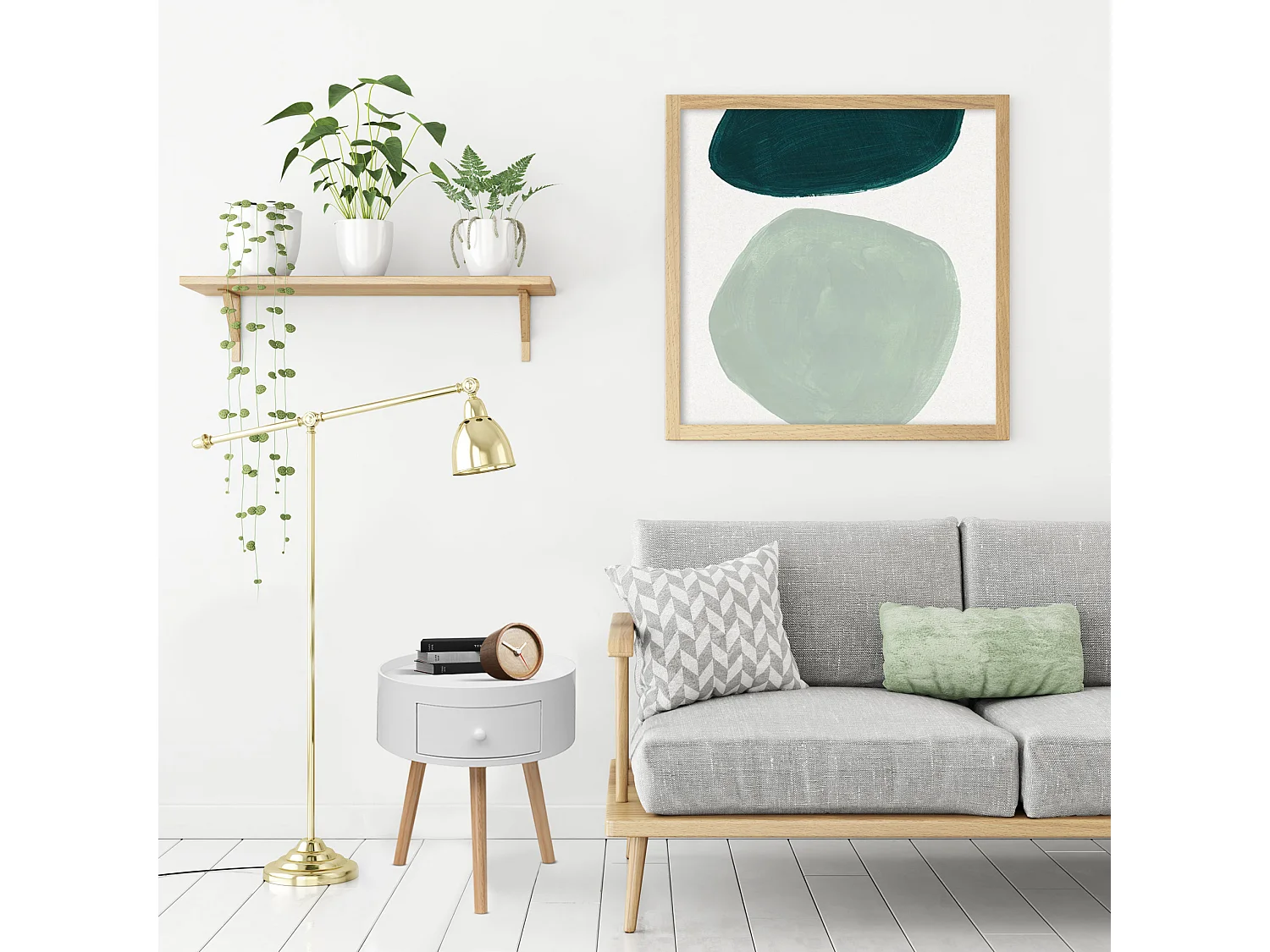 Table de chevet 1 Tiroir ronde en Bois blanc pour chambre à coucher