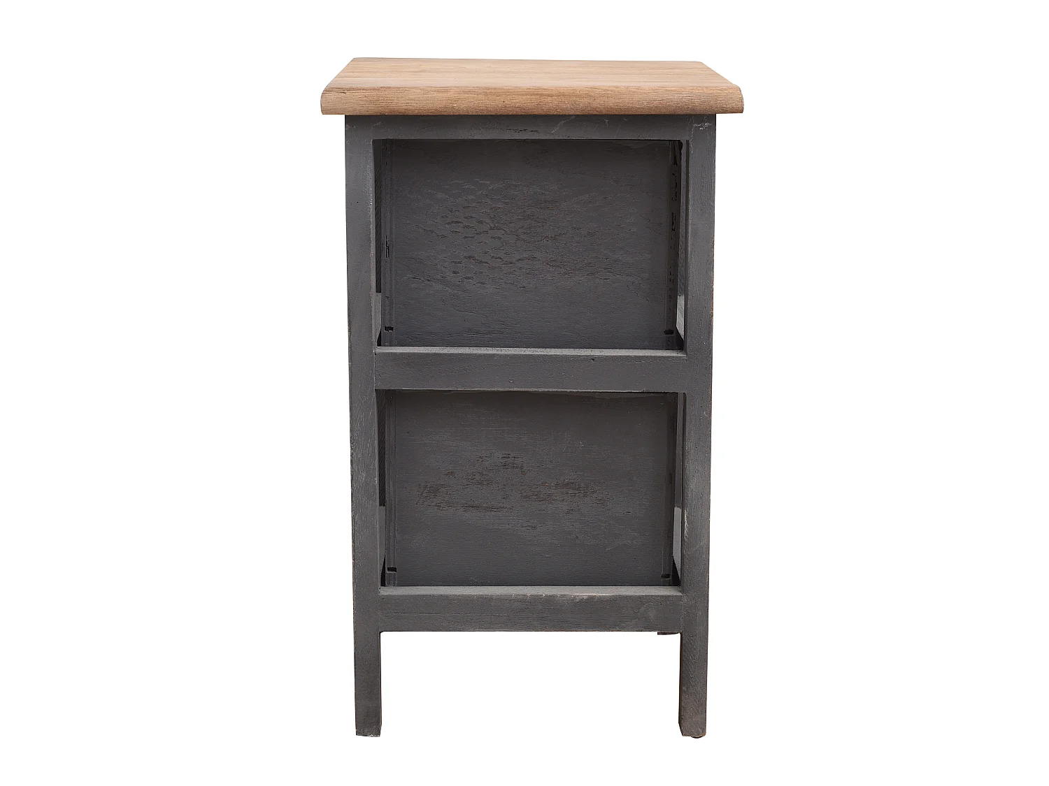 Comodino Mobiletto 2 Cassetti Grigio Legno Shabby 41x25x25