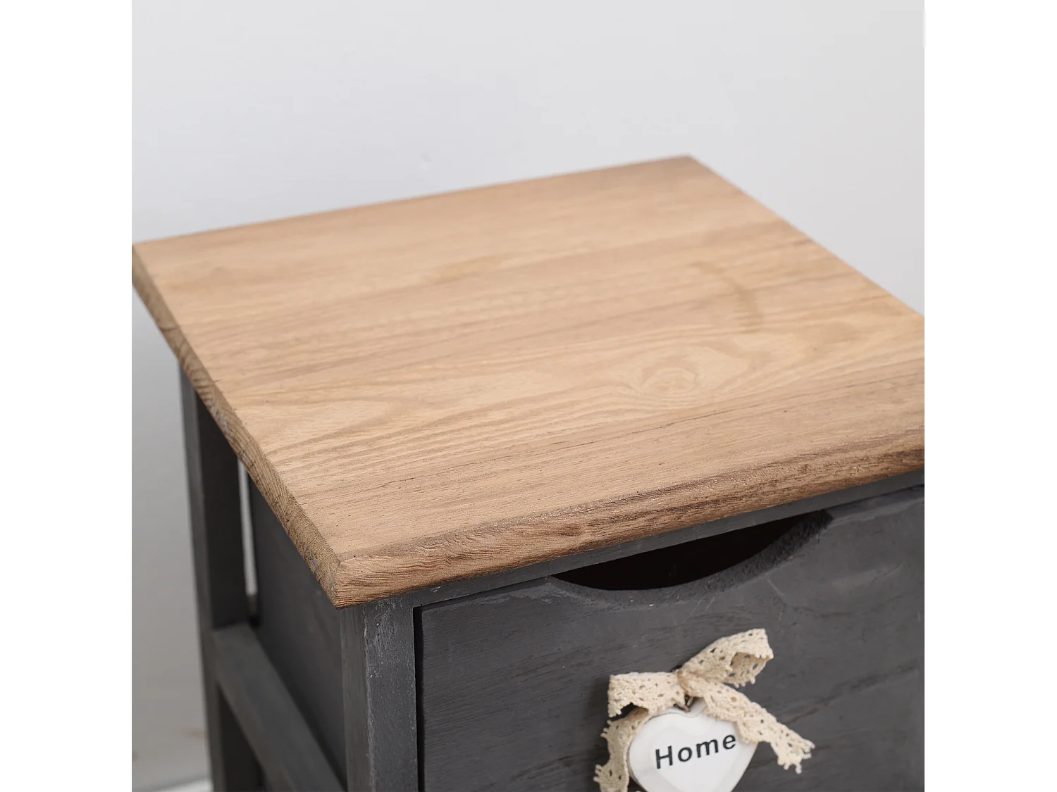 Comodino Mobiletto 2 Cassetti Grigio Legno Shabby 41x25x25