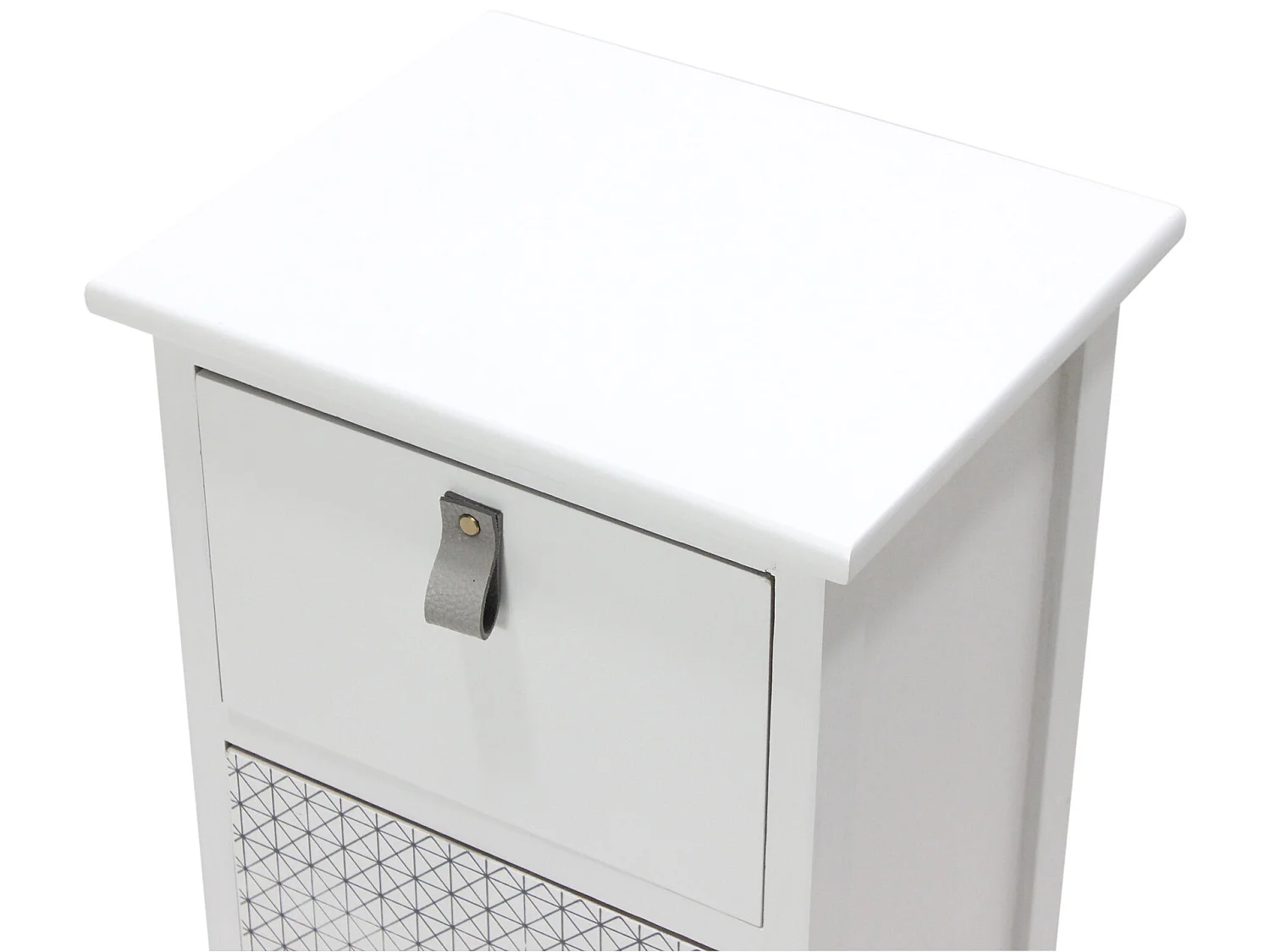 Comodino Con 3 Cassetti In Legno Bianco Camera Da Letto 59,5x30x25 Cm