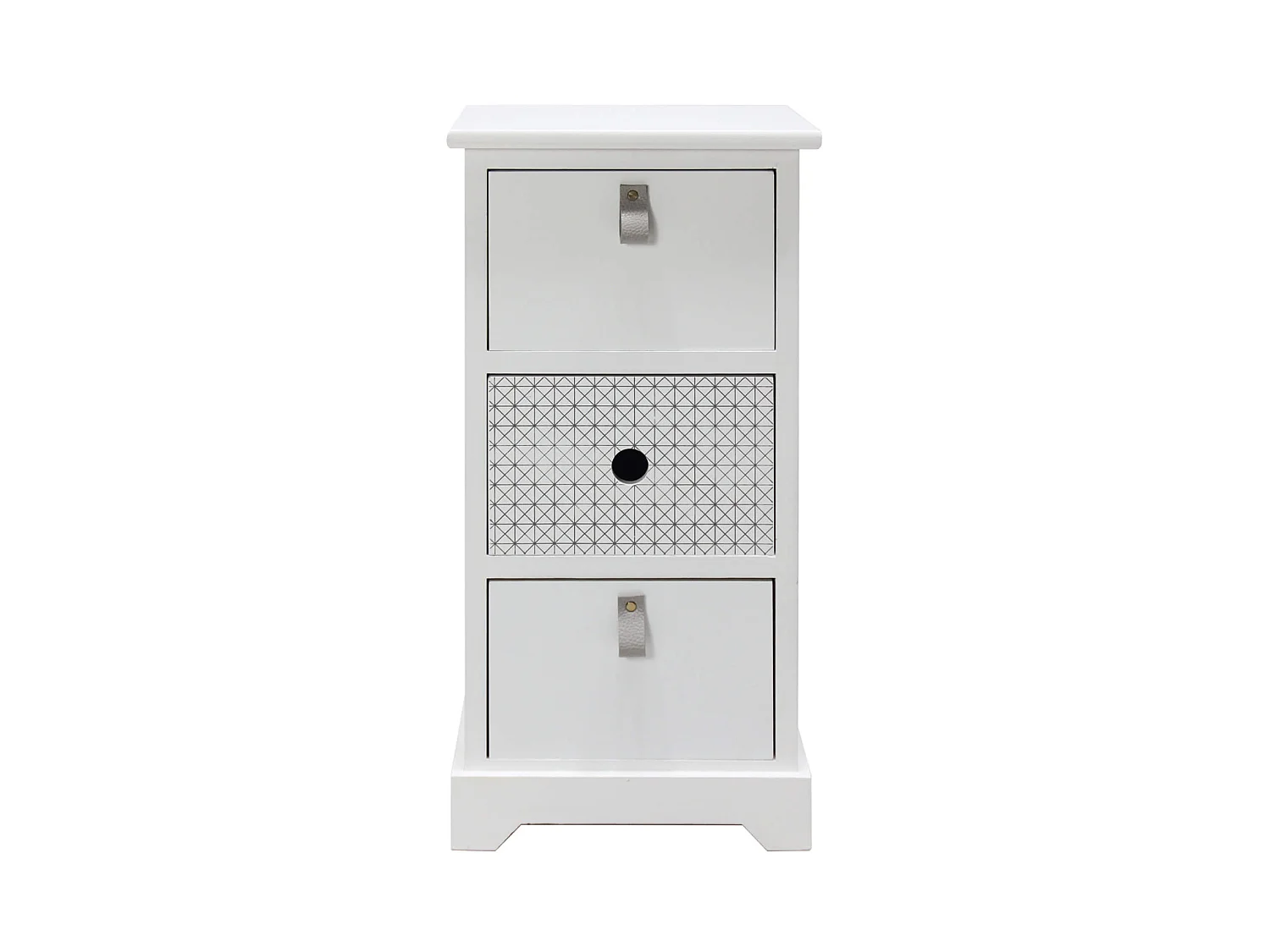 Table De Chevet 3 Tiroirs Bois Mdf Blanc Gris Moderne 59.5x30x25 Cm
