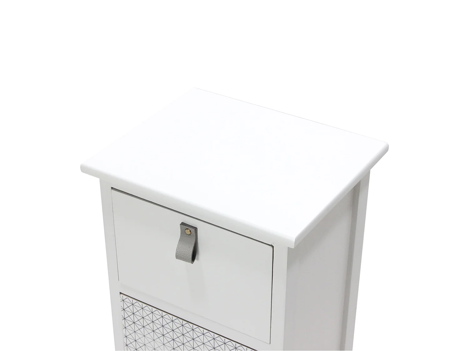 Table De Chevet 3 Tiroirs Bois Mdf Blanc Gris Moderne 59.5x30x25 Cm
