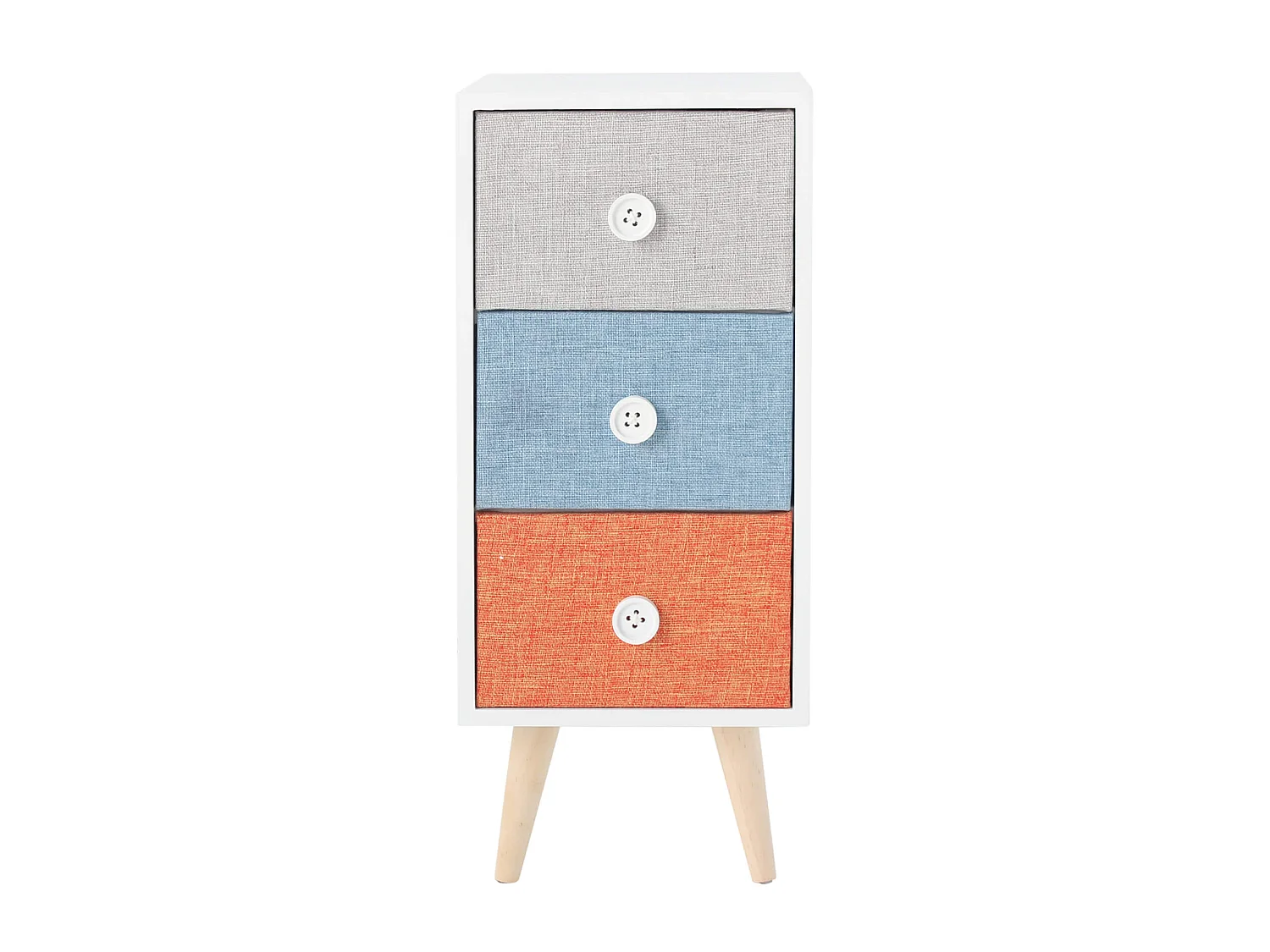Commode en bois à 3 Tiroirs Chambres d'enfants Tissu moderne et coloré