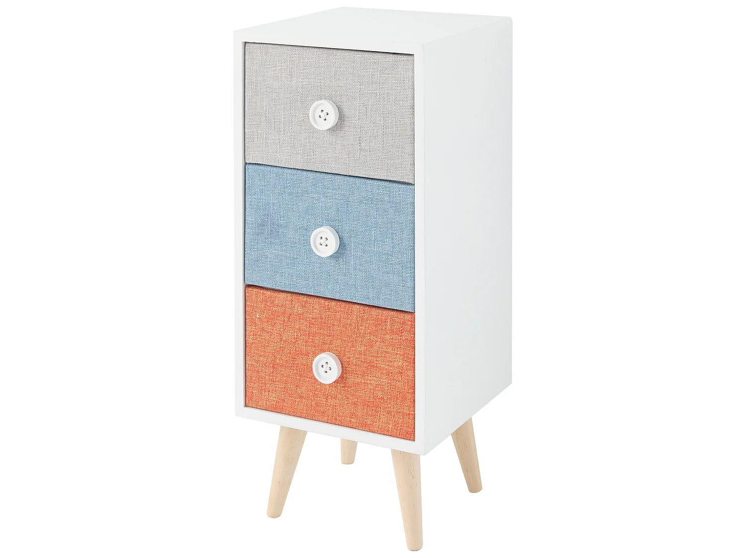 Commode en bois à 3 Tiroirs Chambres d'enfants Tissu moderne et coloré