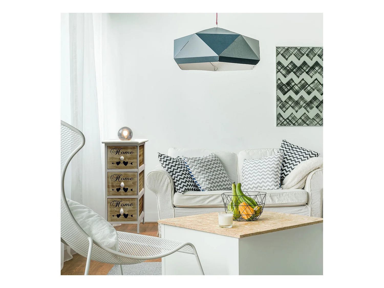 Comodino 3 Cassetti Legno Bianco Nordico Bagno Camera 59x26x30