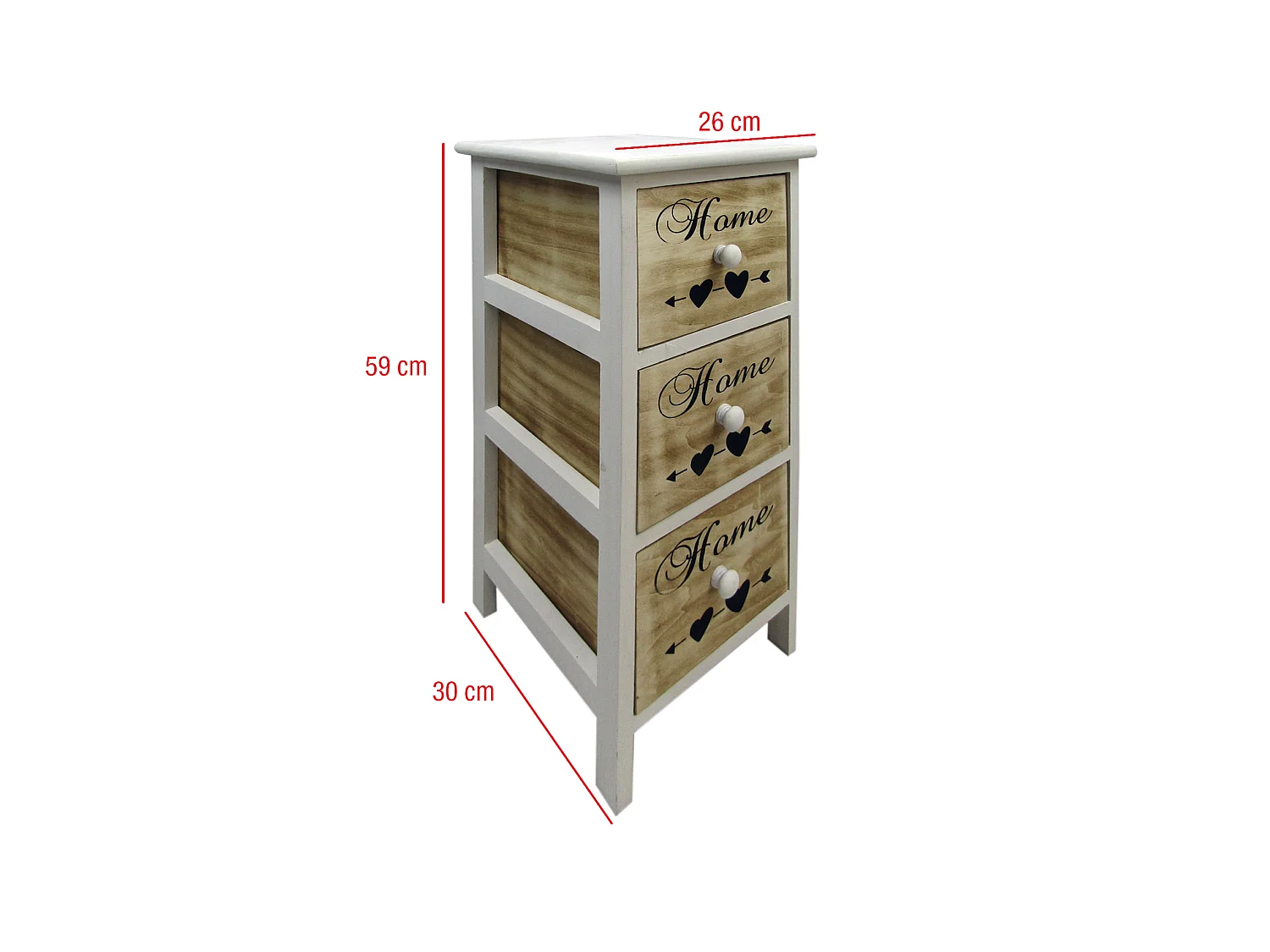 Table De Nuit 3 Tiroirs Blanc Bois Salle De Bains Chambre 59x26x30