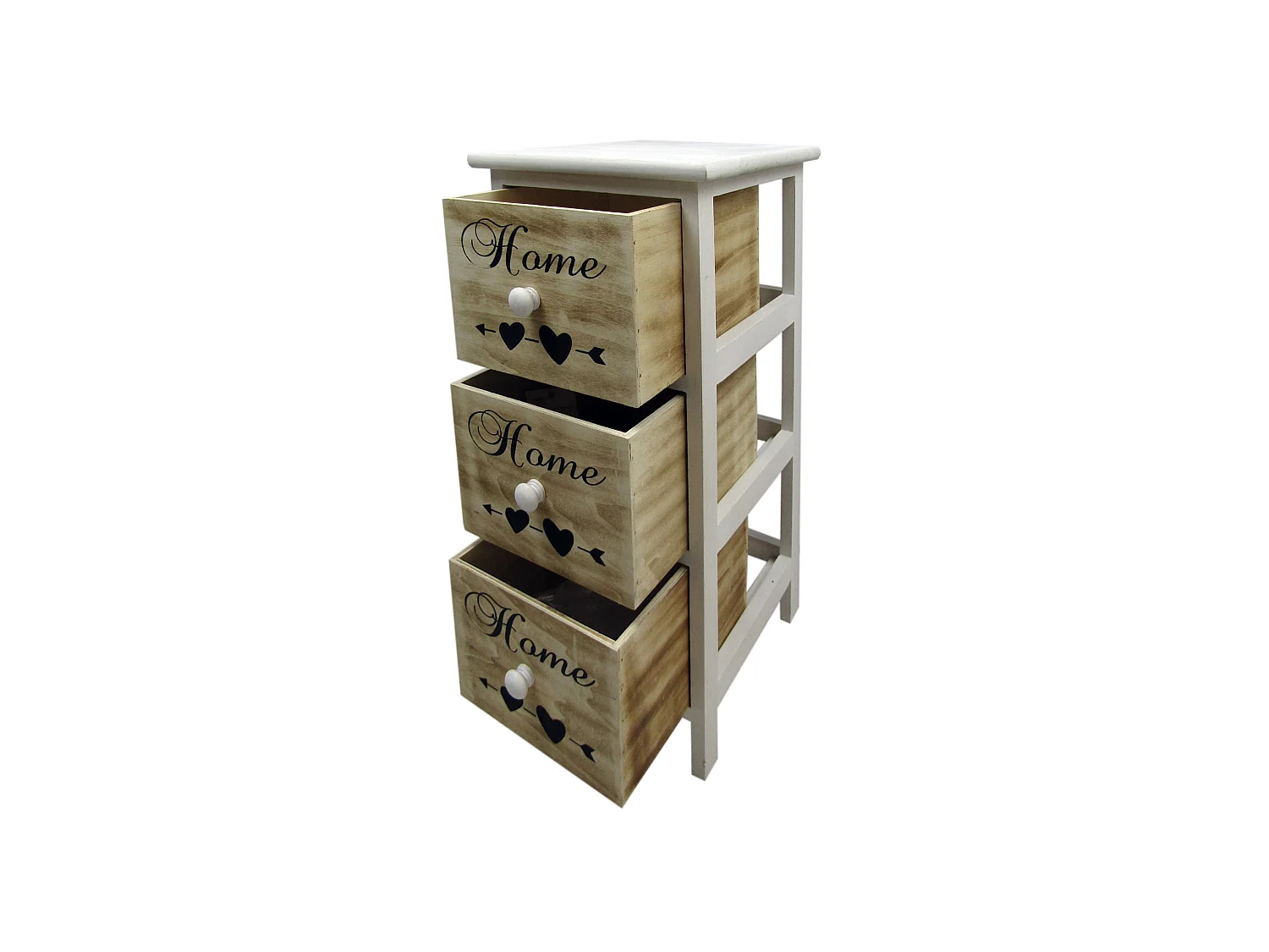 Table De Nuit 3 Tiroirs Blanc Bois Salle De Bains Chambre 59x26x30