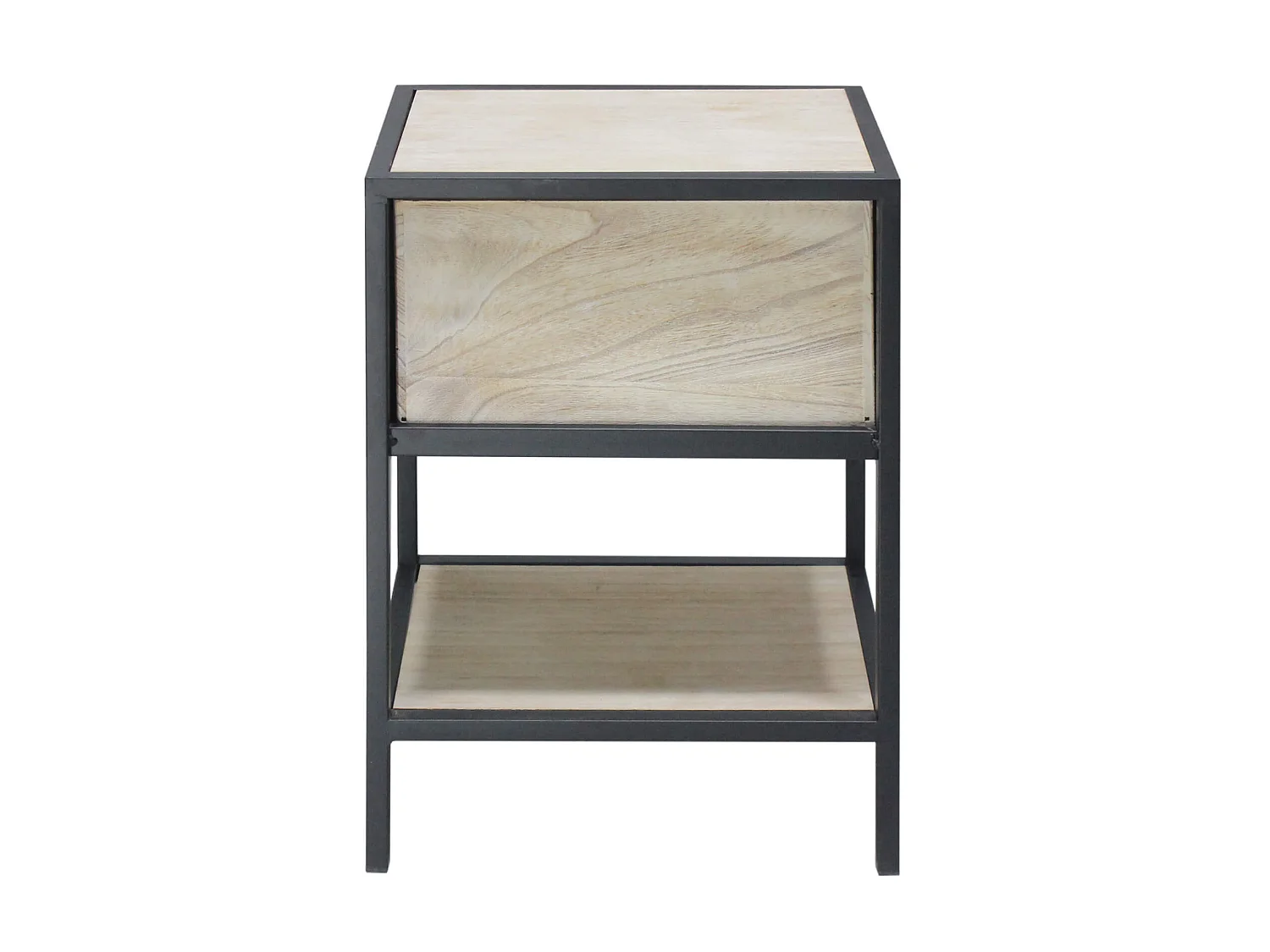 Comodino Con Ripiano Cassetto In Legno E Metallo Per Camera Da Letto 47,5x35x25 Cm