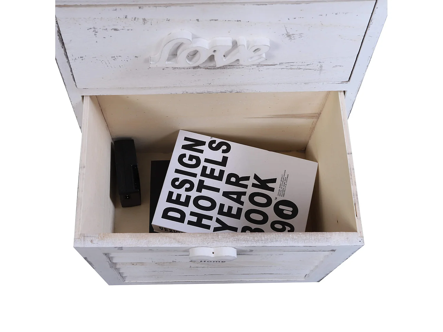 Table De Chevet Meuble 2 Tiroir Bois Blanc Shabby 51x40x27