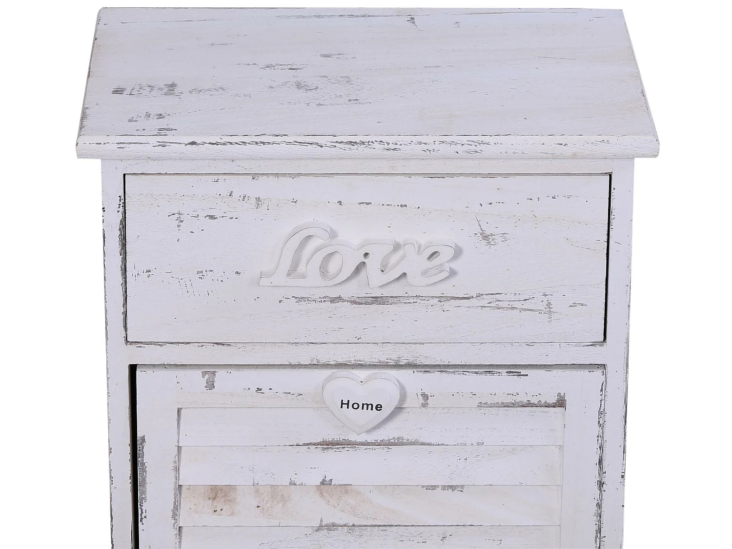 Table De Chevet Meuble 2 Tiroir Bois Blanc Shabby 51x40x27