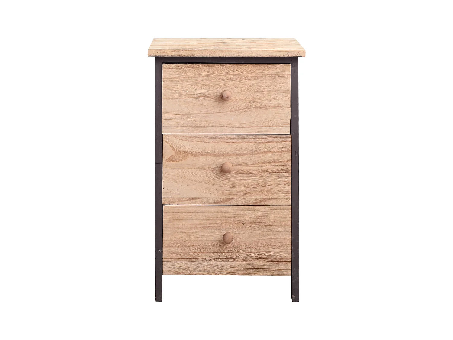 Chevet Table De Nuit 3 Tiroirs Bois Clair Marron Retrò 54x45x30
