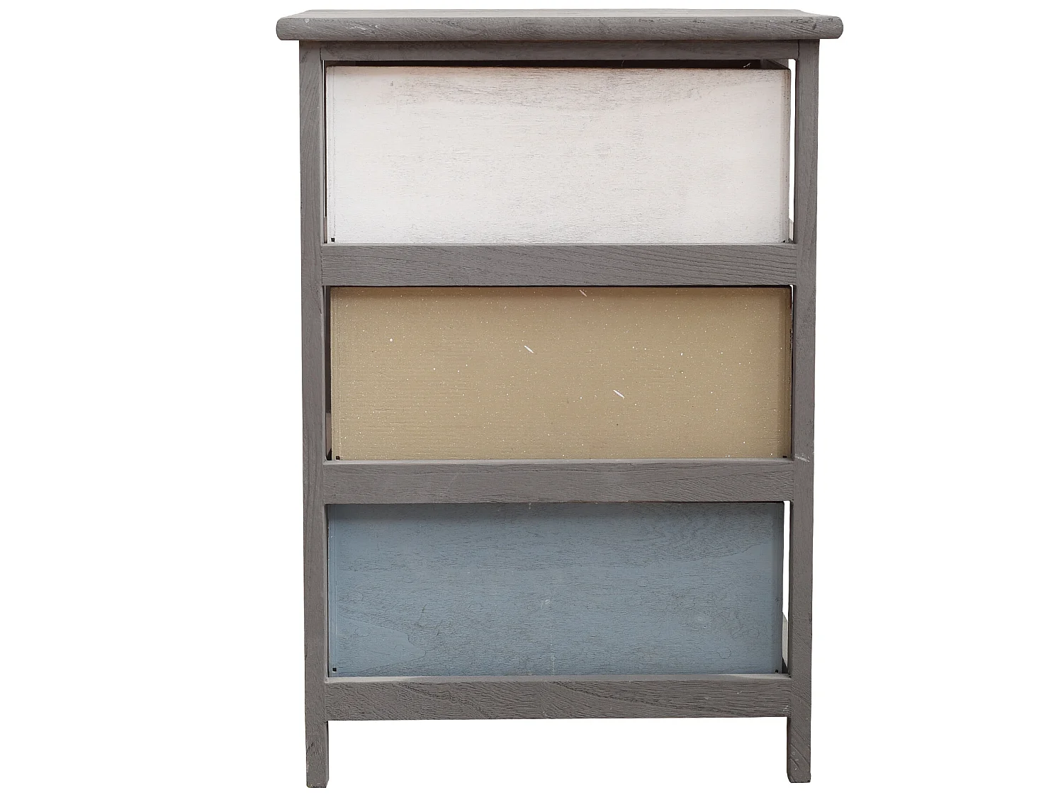 Comodino Cassettiera 3 Cassetti Legno Grigio Beige 56x40x29