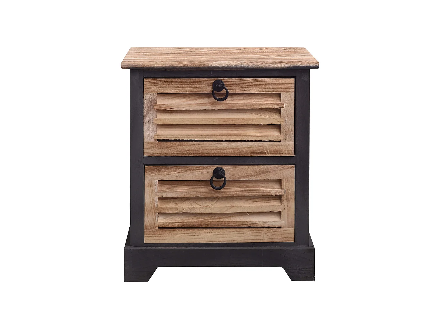 Comodino 2 Cassetti Legno Marrone Naturale Vintage 45x42x29