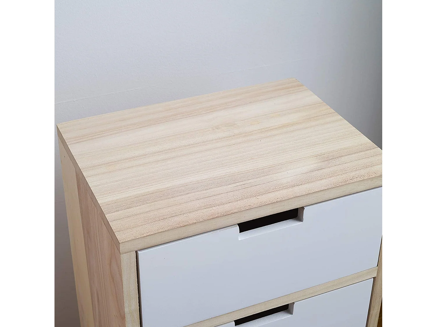 Commode Armoire 3 Tiroirs Bois Blanc Moderne 65x35x27