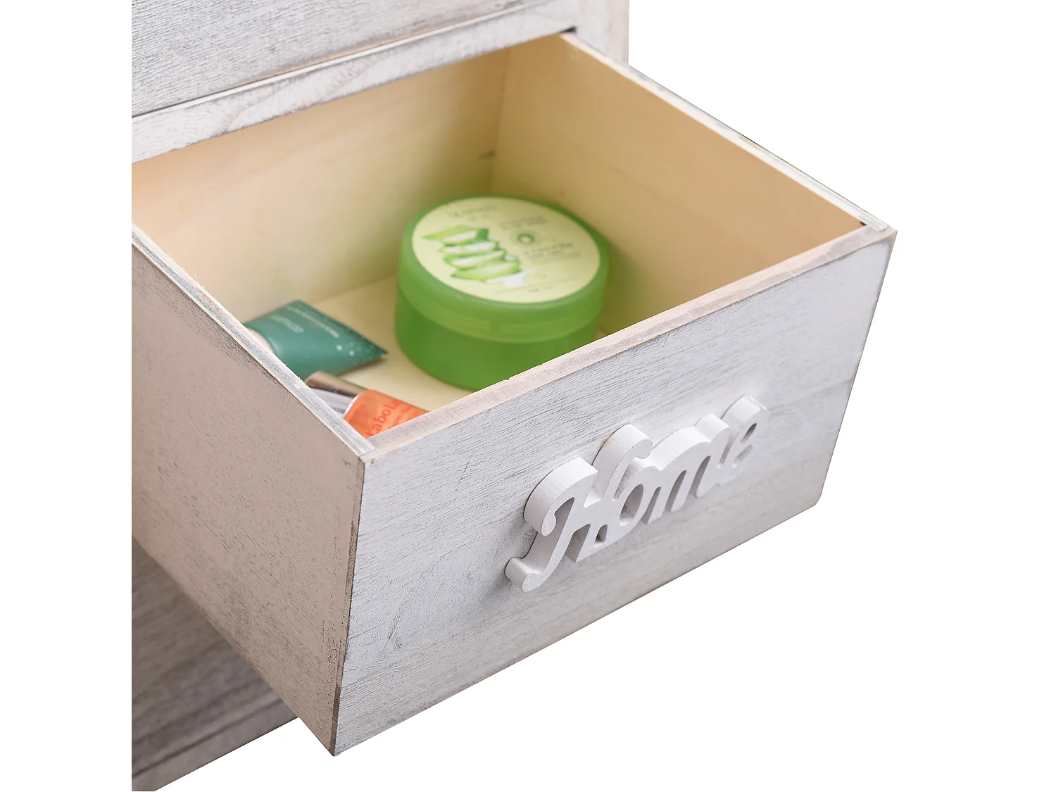 Comodino Cassettiera 3 Cassetti Bianco Grigio Shabby 56x37x27