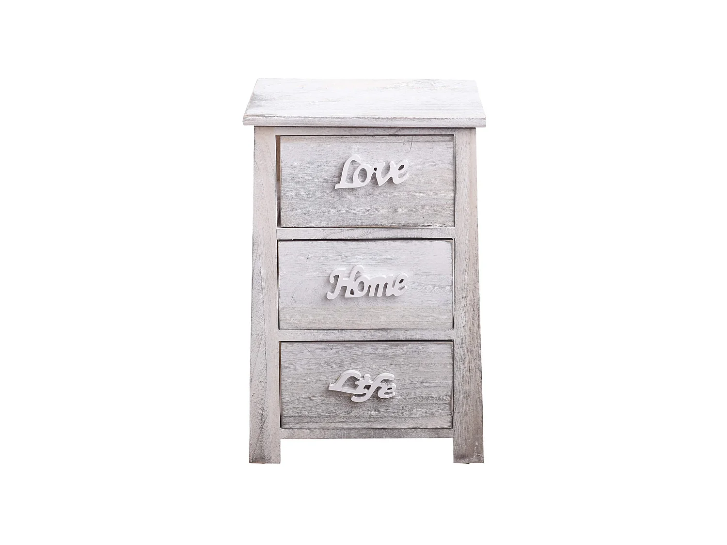 Comodino Cassettiera 3 Cassetti Bianco Grigio Shabby 56x37x27