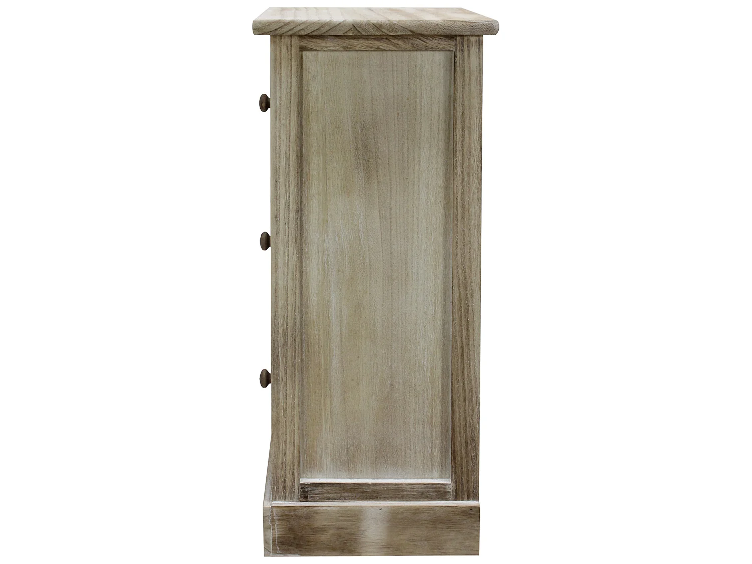 Comodino 3 Cassetti Legno Beige Bianco Retro Salvaspazio 63x29x25