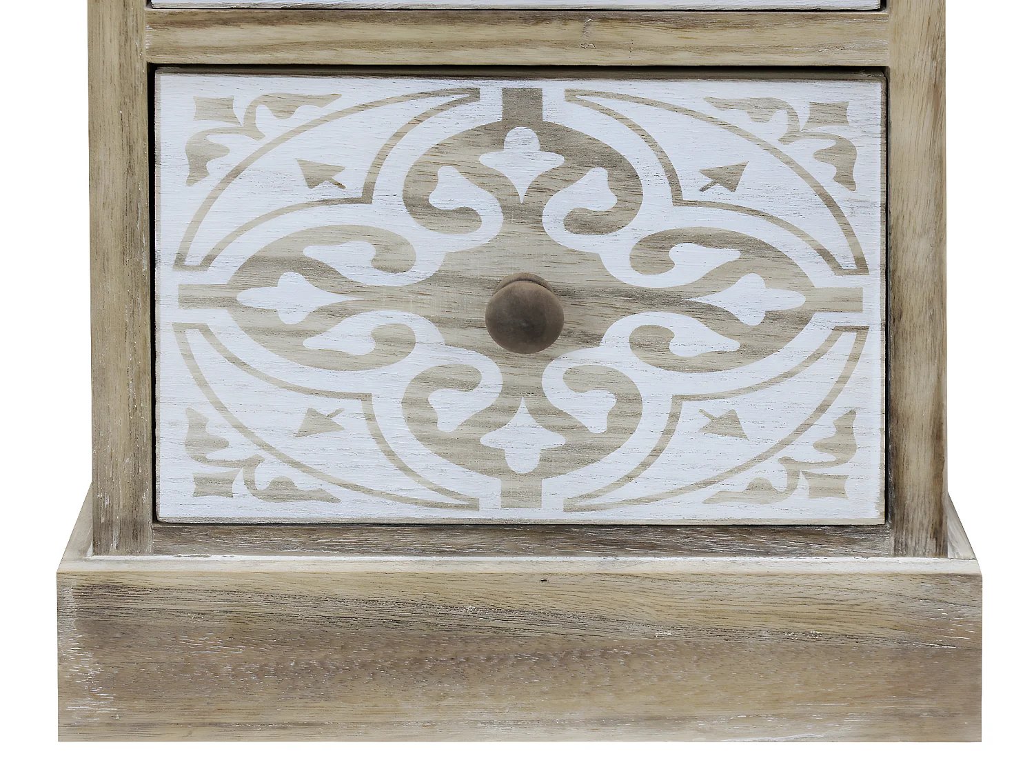 Mesinha de cabeceira 3 gavetas Poupança de espaço em madeira Bege Branco Retro 63x29x25