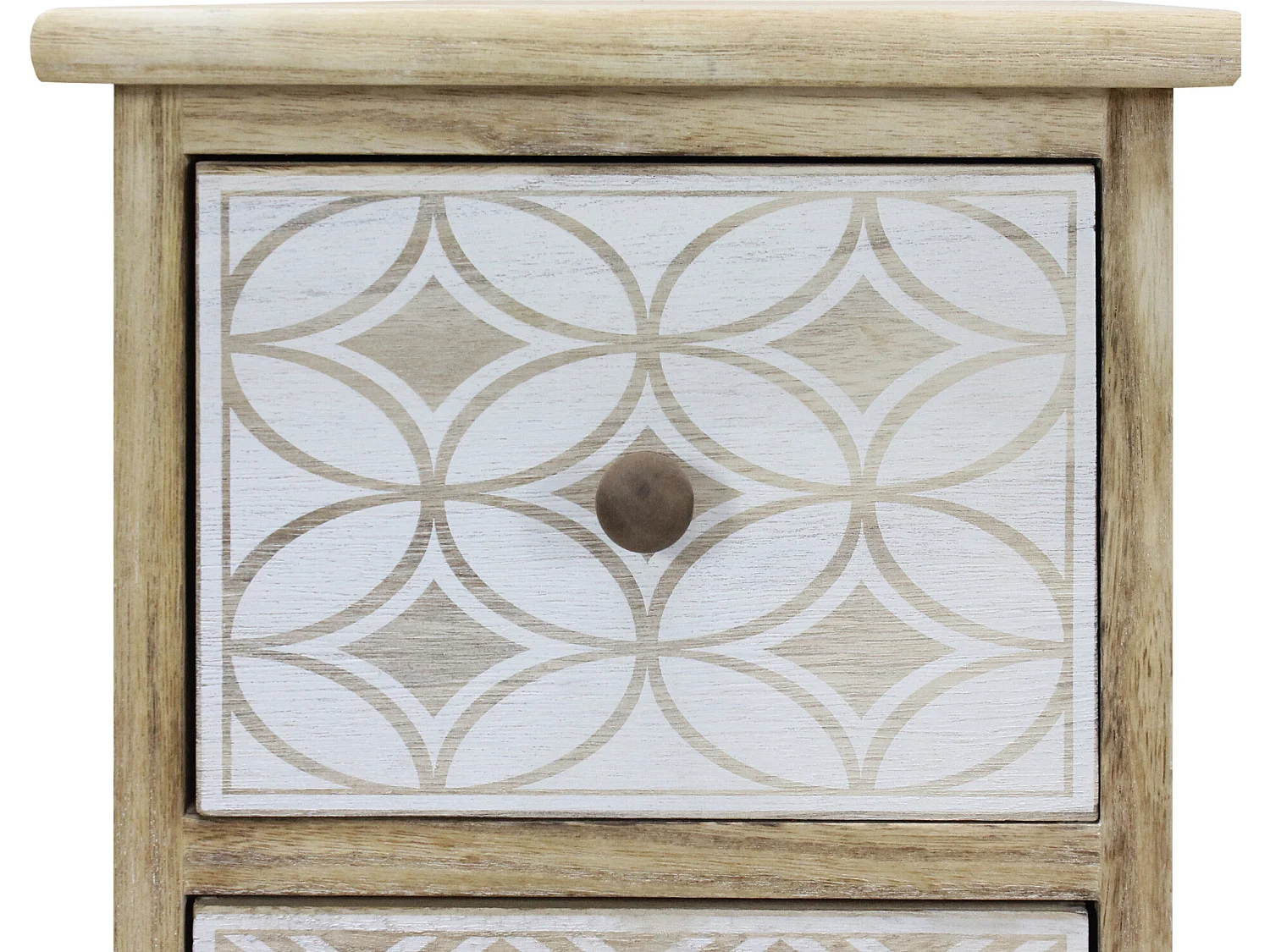 Mesinha de cabeceira 3 gavetas Poupança de espaço em madeira Bege Branco Retro 63x29x25