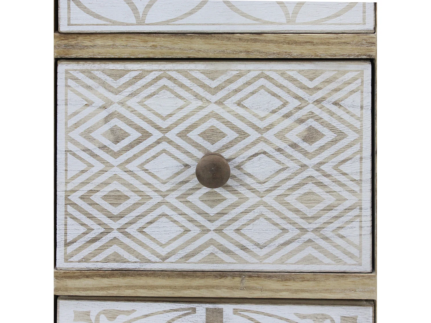 Mesinha de cabeceira 3 gavetas Poupança de espaço em madeira Bege Branco Retro 63x29x25