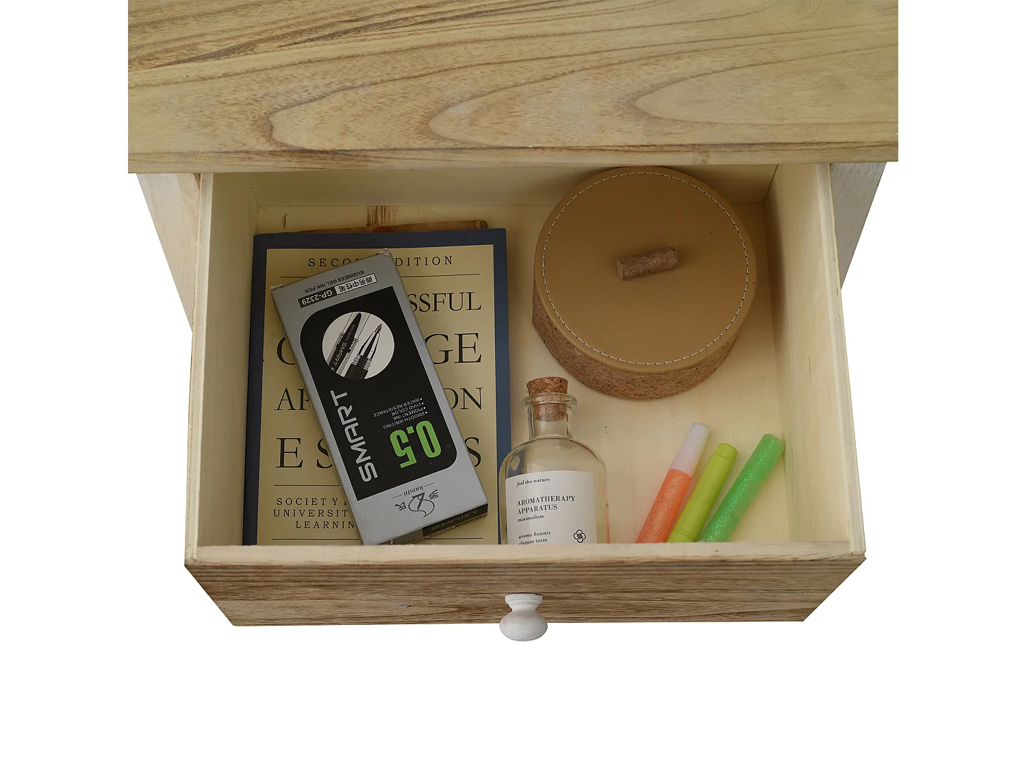 Commode Chevet 4 Tiroirs Bois Blanc Marron Shabby 62x40x29