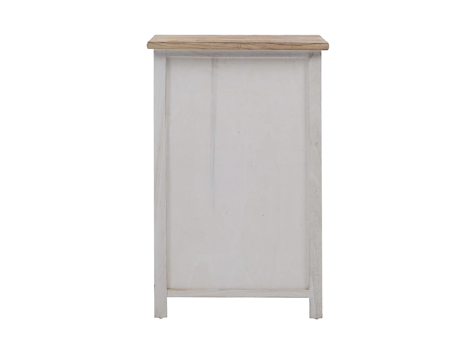 Commode Chevet 4 Tiroirs Bois Blanc Marron Shabby 62x40x29