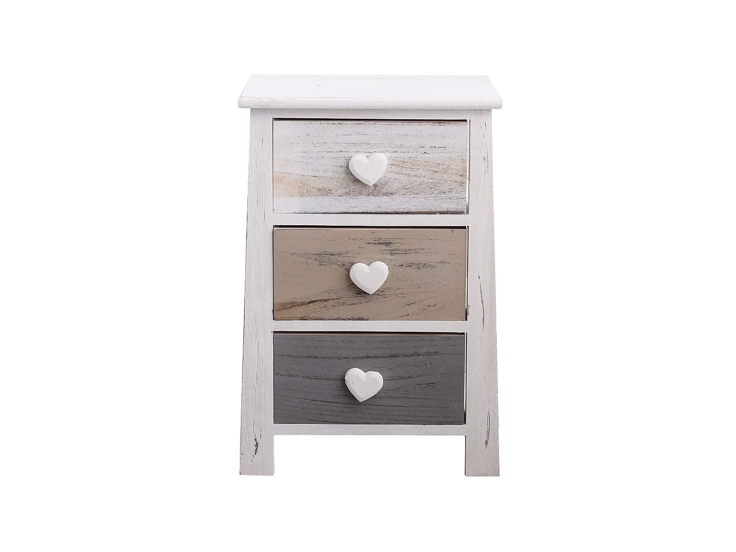 Mesa de cabeceira Shabby Chic Vintage Branco Cinzento Bege 57x37x27