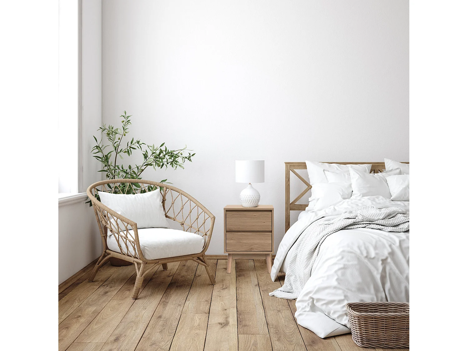 Table de chevet à 2 Tiroirs en Bois Brun Nordique 56,5x40x40 cm