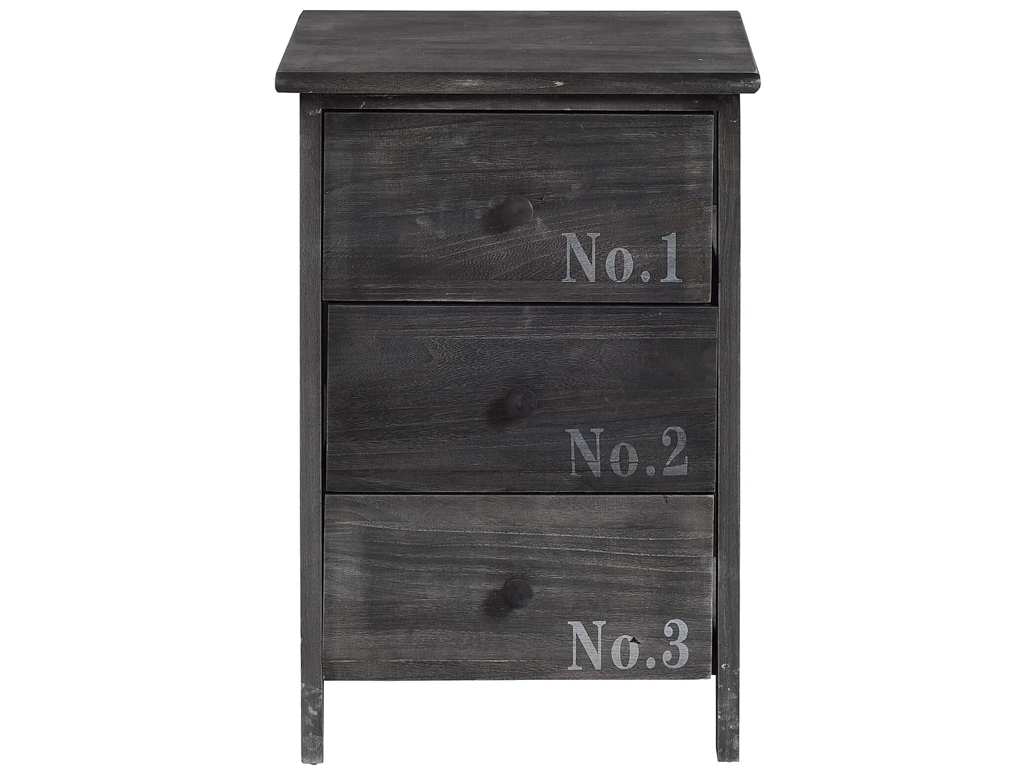 Commode Table De Chevet 3 Tiroirs Bois Gris Vintage 54x35x27