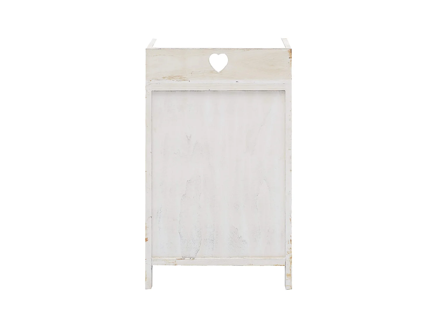 Table De Chevet 3 Tiroirs Bois Blanc Gris Cœur Shabby 58x35x27