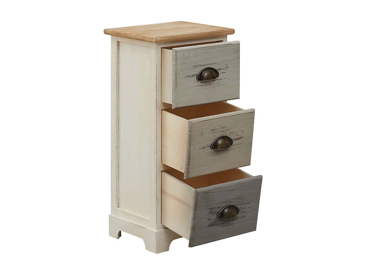 Comodini 3 Cassetti Legno Chiaro Bianco Beige Grigio 62x29x25