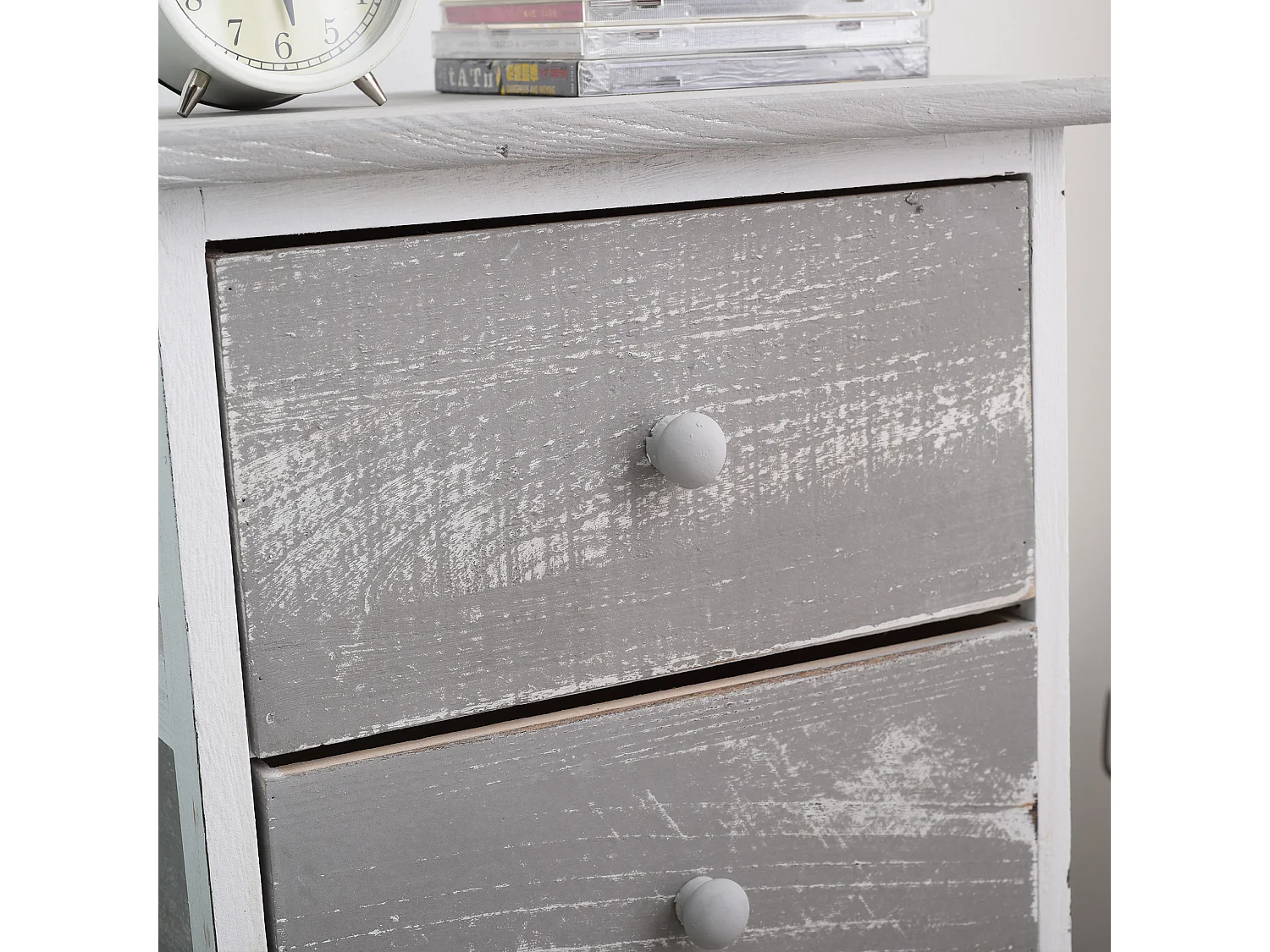 Mesa de cabeceira 3 Gavetas Grey Shabby  56x35x30