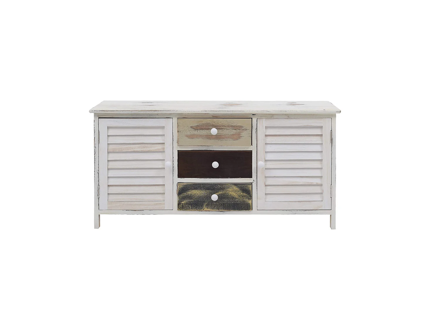 Banc Meuble De Rangement 3 Tiroirs 2 Porte Bois Blanc 45x90x34