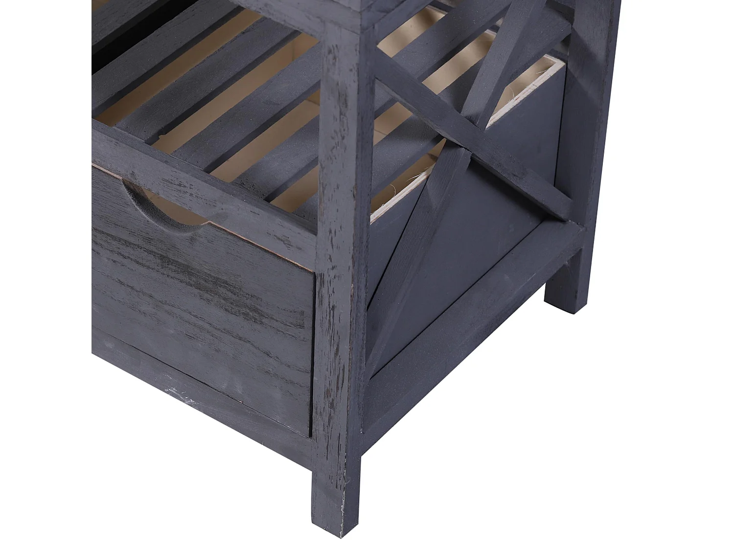 Panca Panchina Scarpiera 2 Cassetti Grigio Vintage Retrò 43x65x34