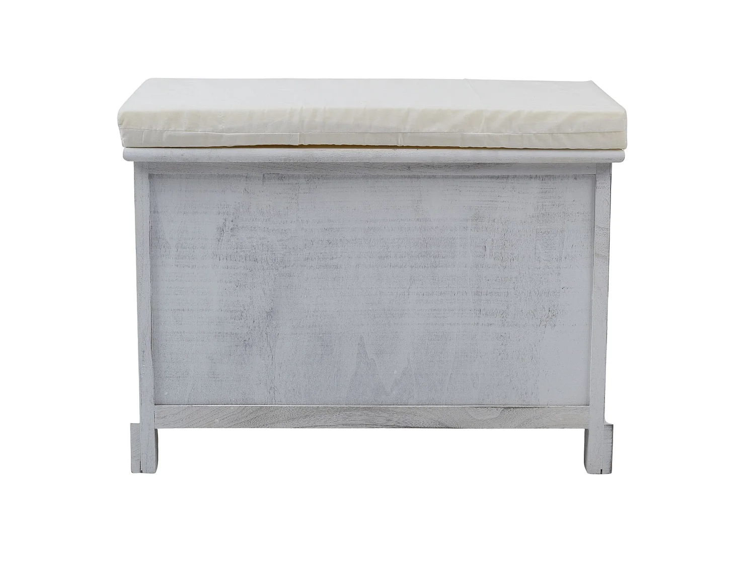 Banquette Gris En Bois 2 Tiroirs 2 Paniers En Osier Shabby 46x60x33