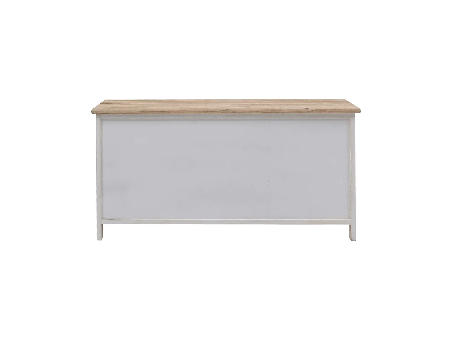 Banc Meuble 3 Tiroirs 2 Porte Bois Blanc Beige 44x90x34