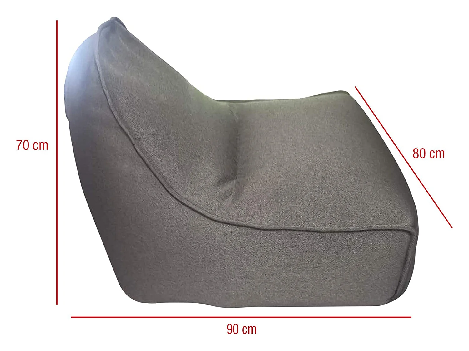 Puf Funda Sofá Pequeño Gris Poliéster Sin Relleno 70x80x90