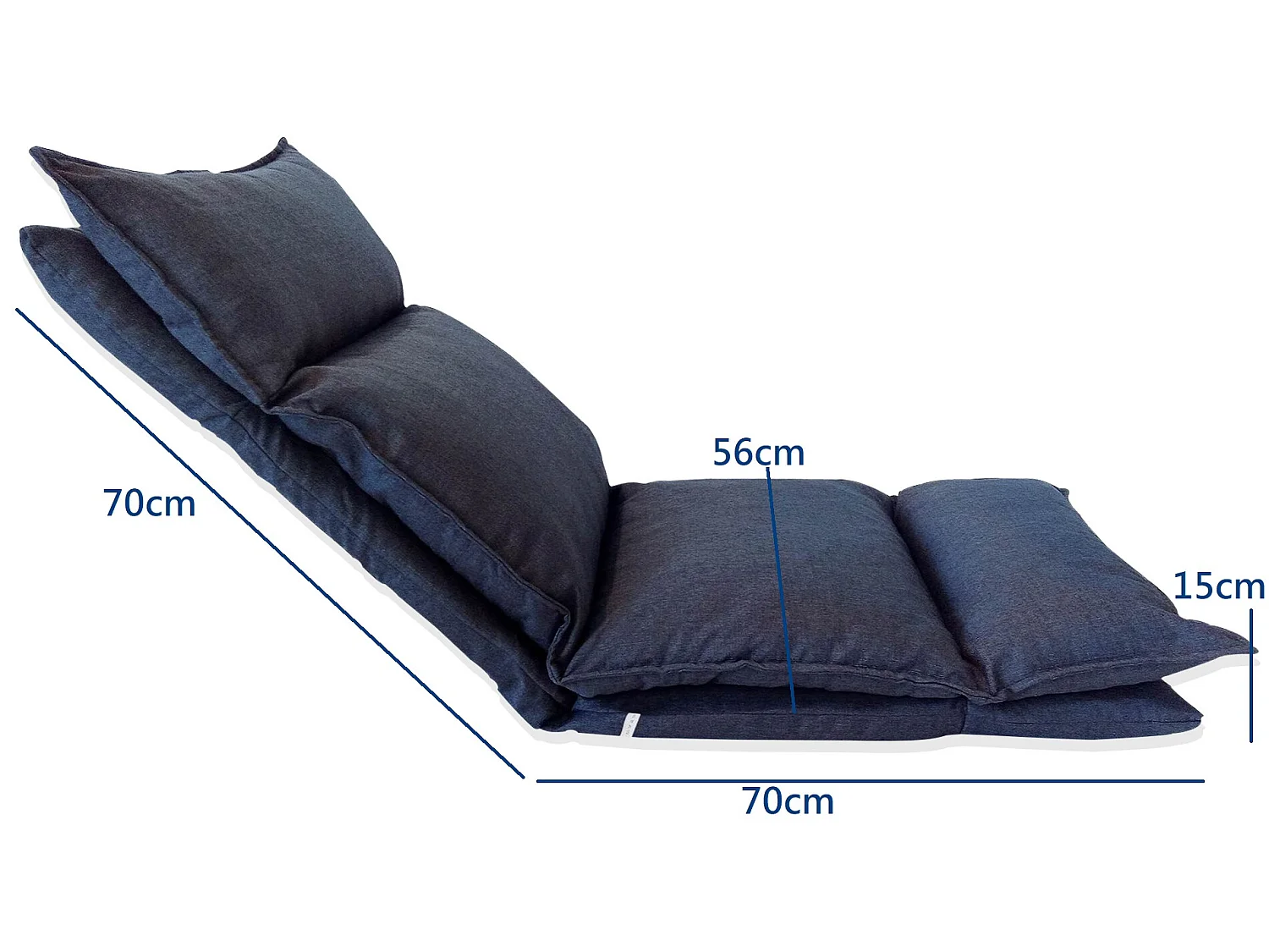 Chaise De Méditation Bleu Denim Métal Polyester Inclinable 70x56x70