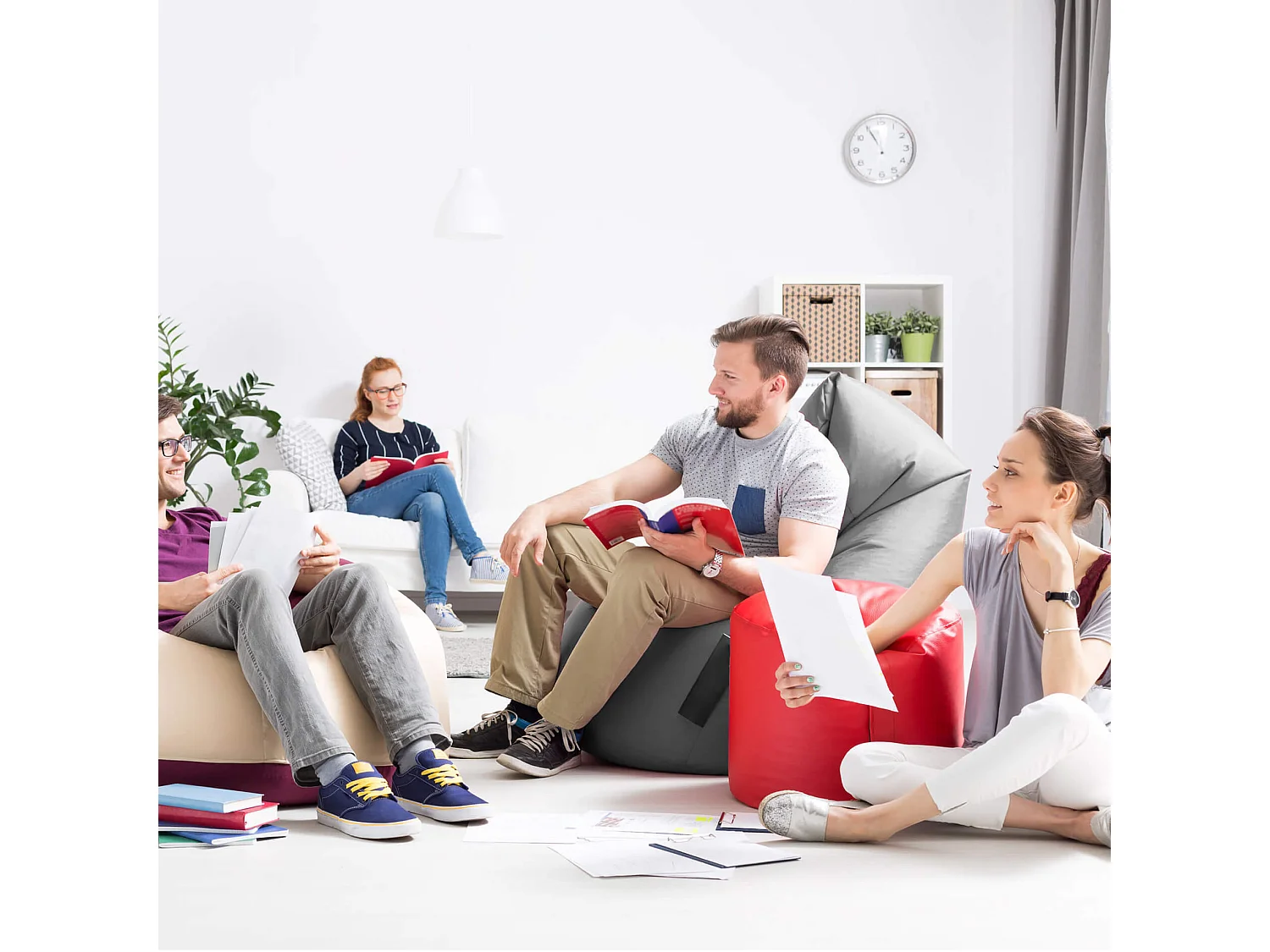 Puf Pera Funda Para Llenar Puf vacío Poliéster Gris 70x75x75