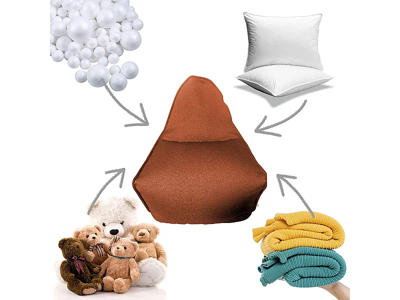 Pouf Sacco Vuoto Fodera Arancione Poliestere Cerniera 70x80x90