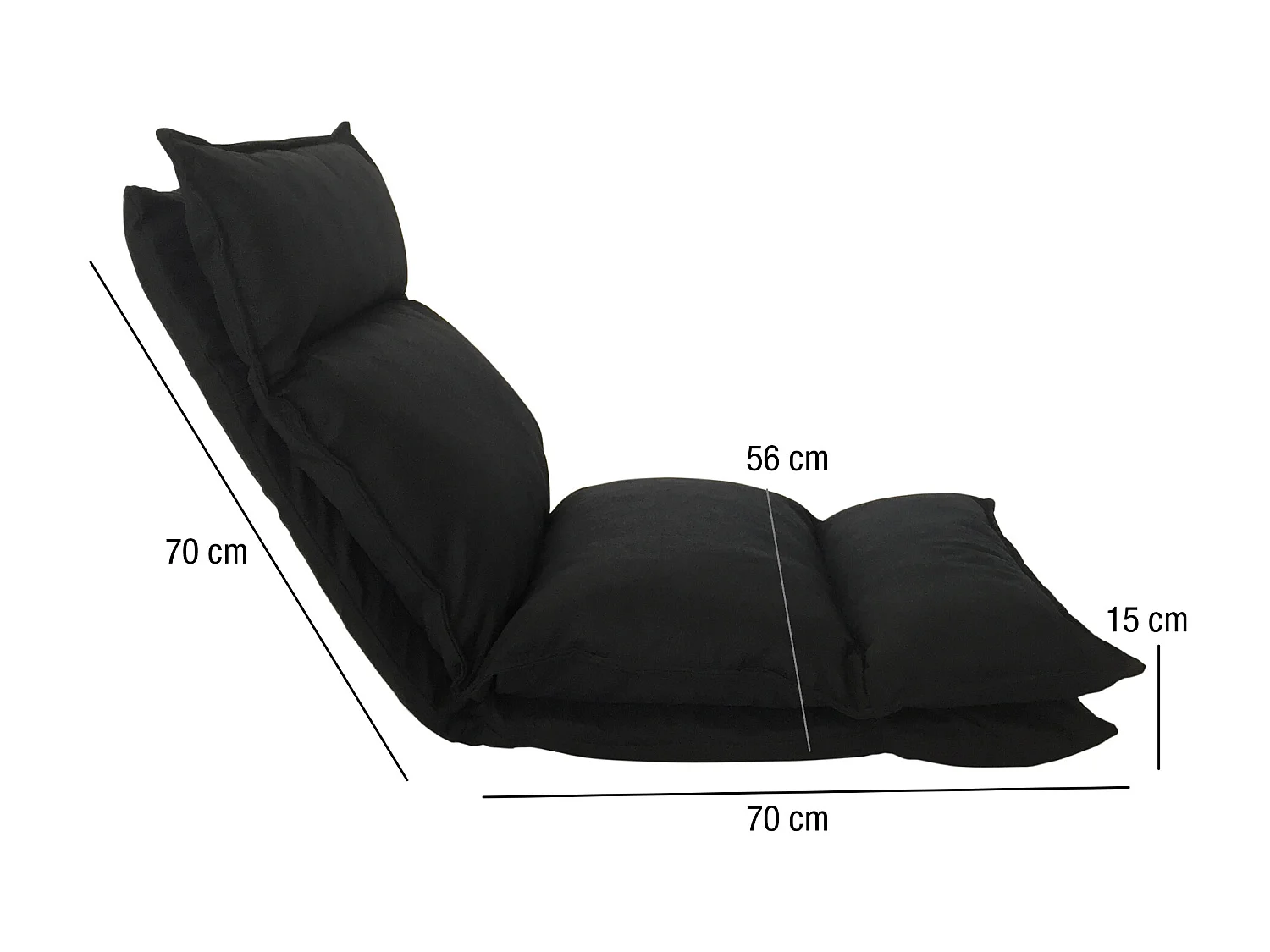 Poltrona Meditazione Sedia Futon Nera Poliestere Metallo 70x56x70