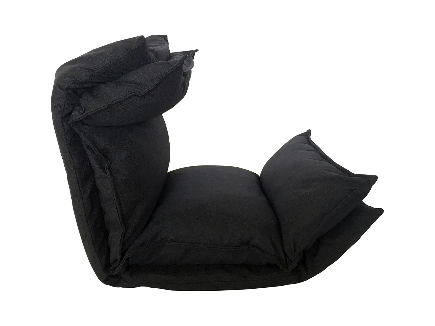 Poltrona Meditazione Sedia Futon Nera Poliestere Metallo 70x56x70