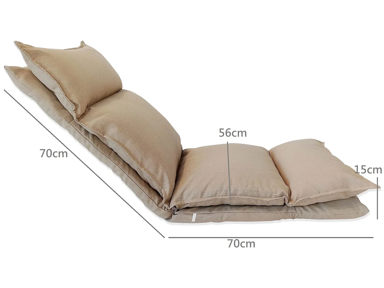 Chaise De Sol Métal Beige Polyester Relaxante Inclinable 70x56x70