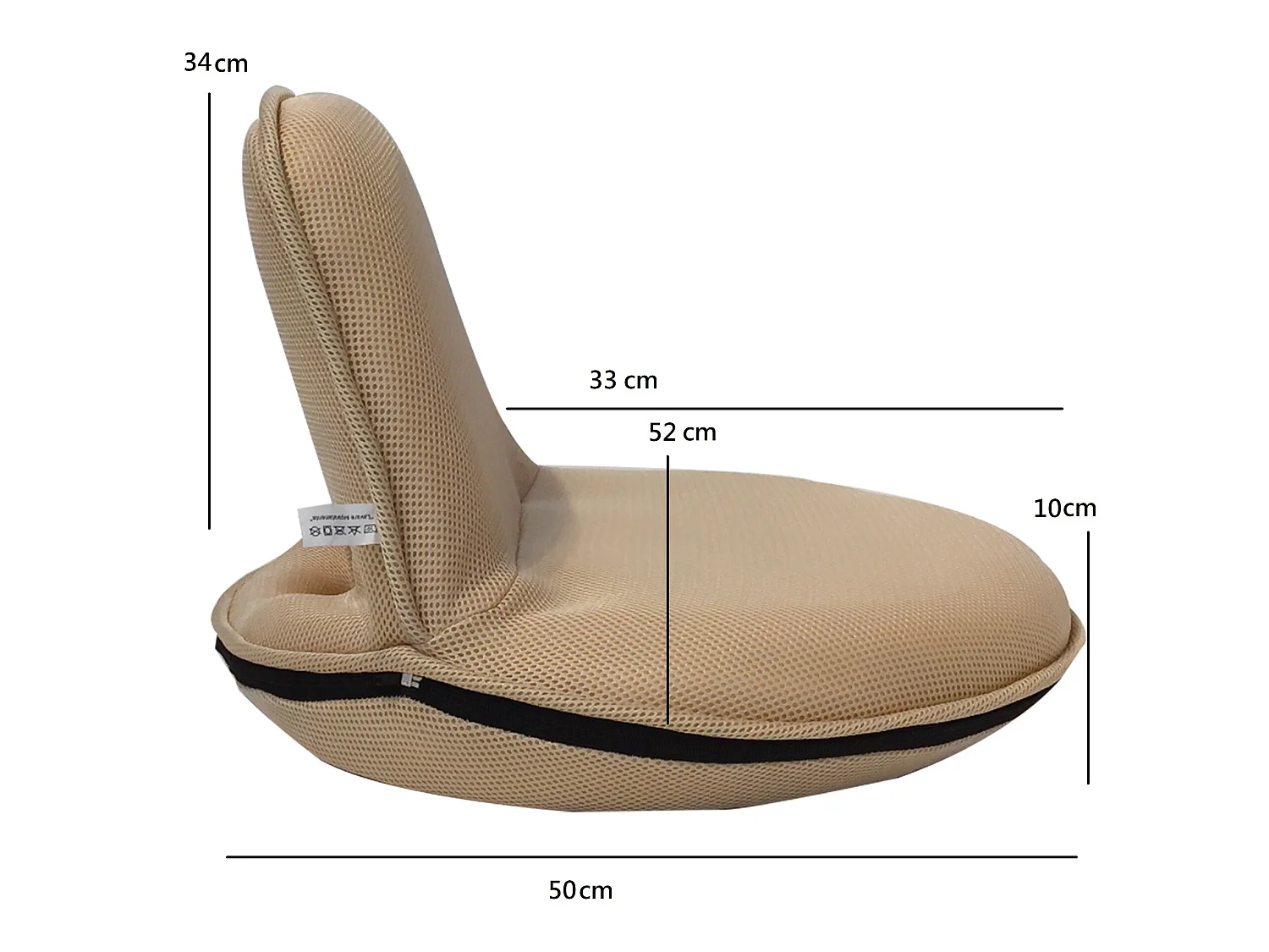 Poltrona da Meditazione Pieghevole Tessuto Beige 44x52x50