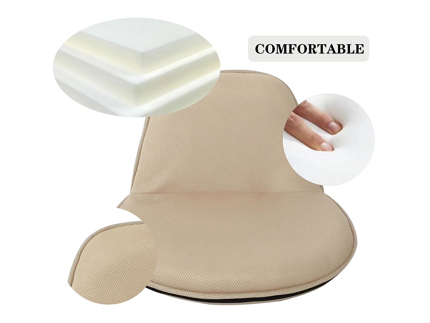 Poltrona da Meditazione Pieghevole Tessuto Beige 44x52x50