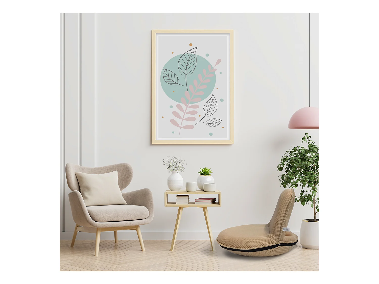 Chaise de Méditation Pliant Tissu Beige 44x52x50