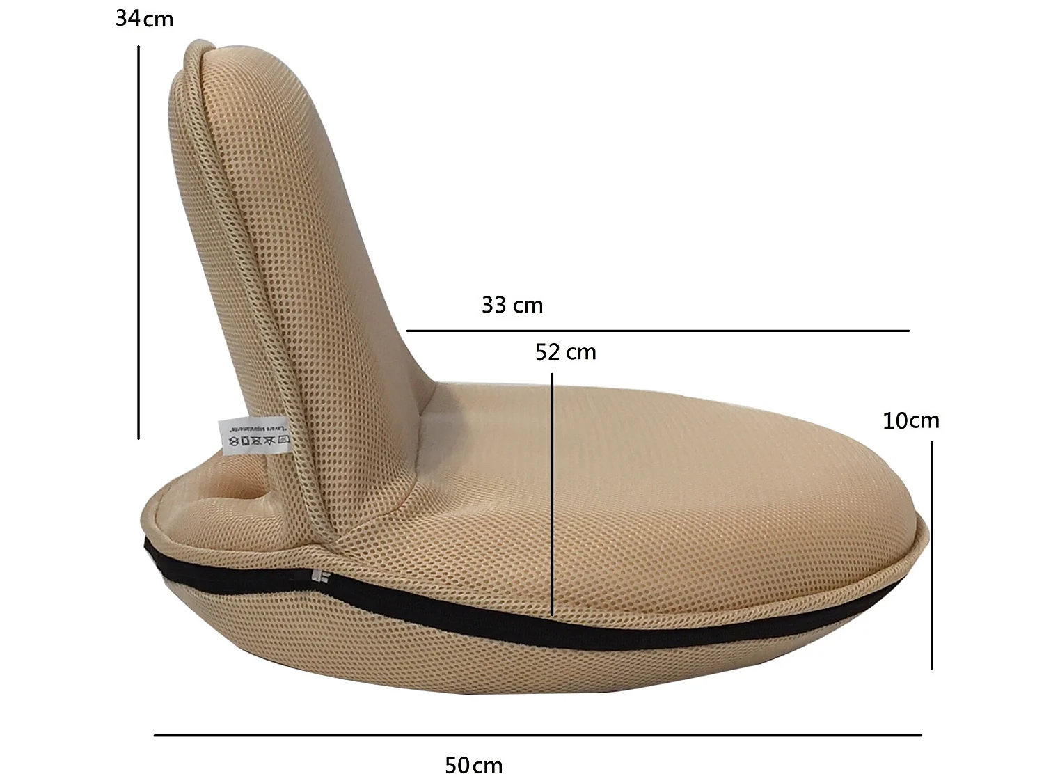 Chaise de Méditation Pliant Tissu Beige 44x52x50